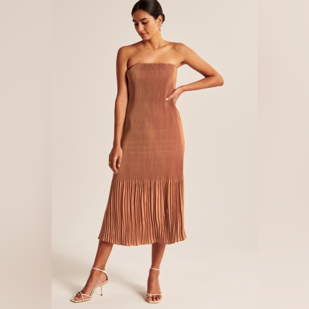 Abercrombie & Fitch Strapless Brown Midi Dress